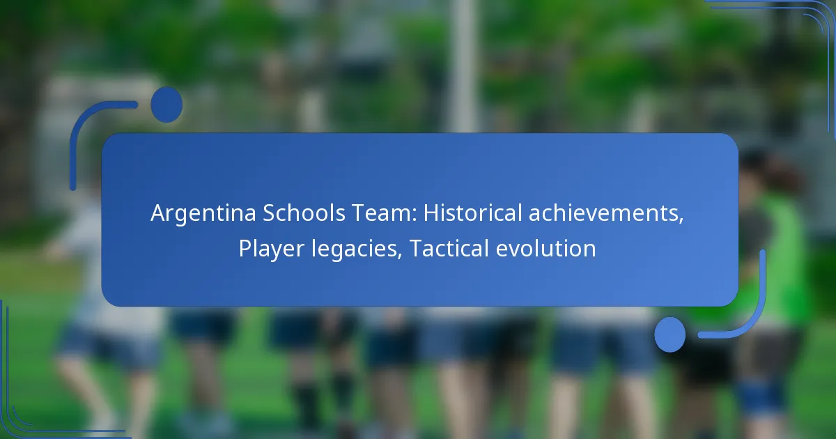 Argentina Schools Team: Historical achievements, Player legacies, Tactical evolution