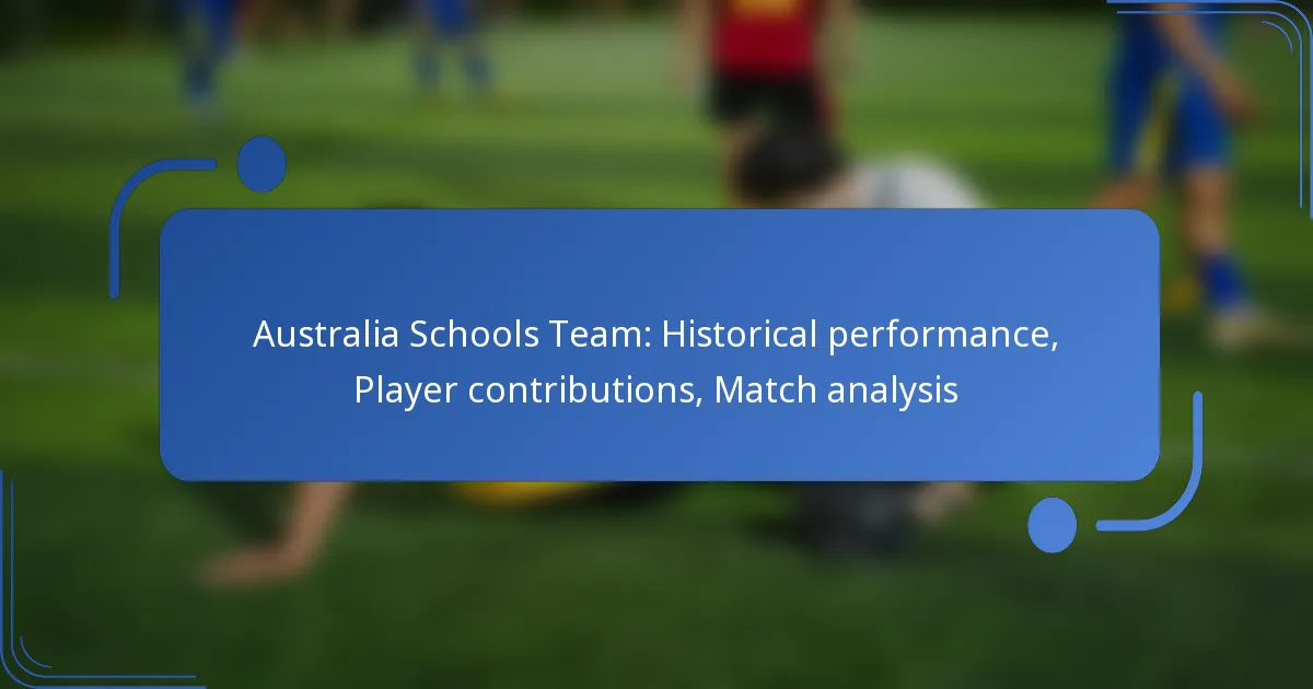 Australia Schools Team: Historical performance, Player contributions, Match analysis