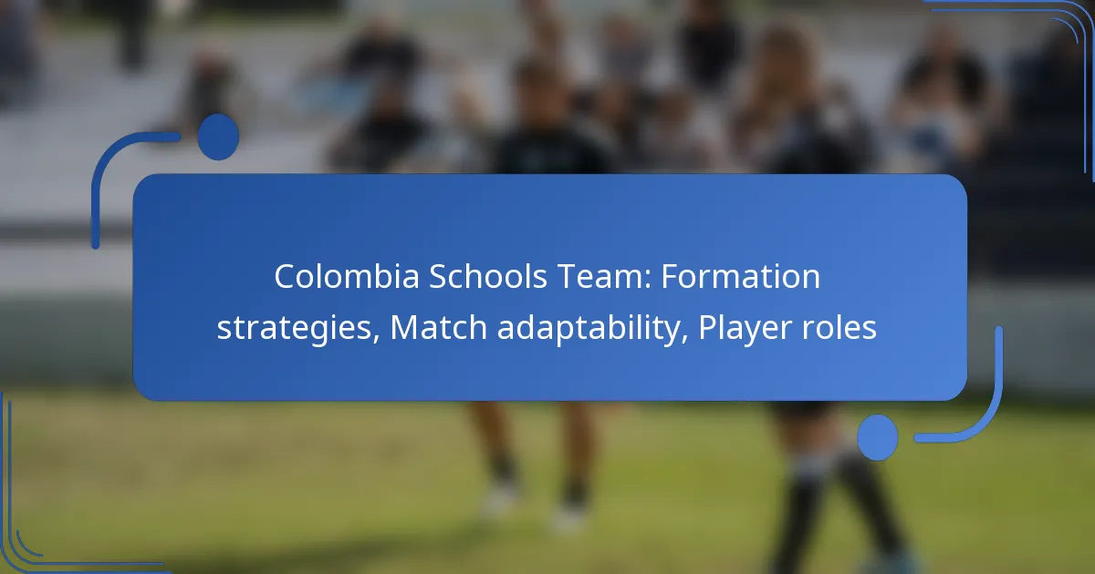 Colombia Schools Team: Formation strategies, Match adaptability, Player roles