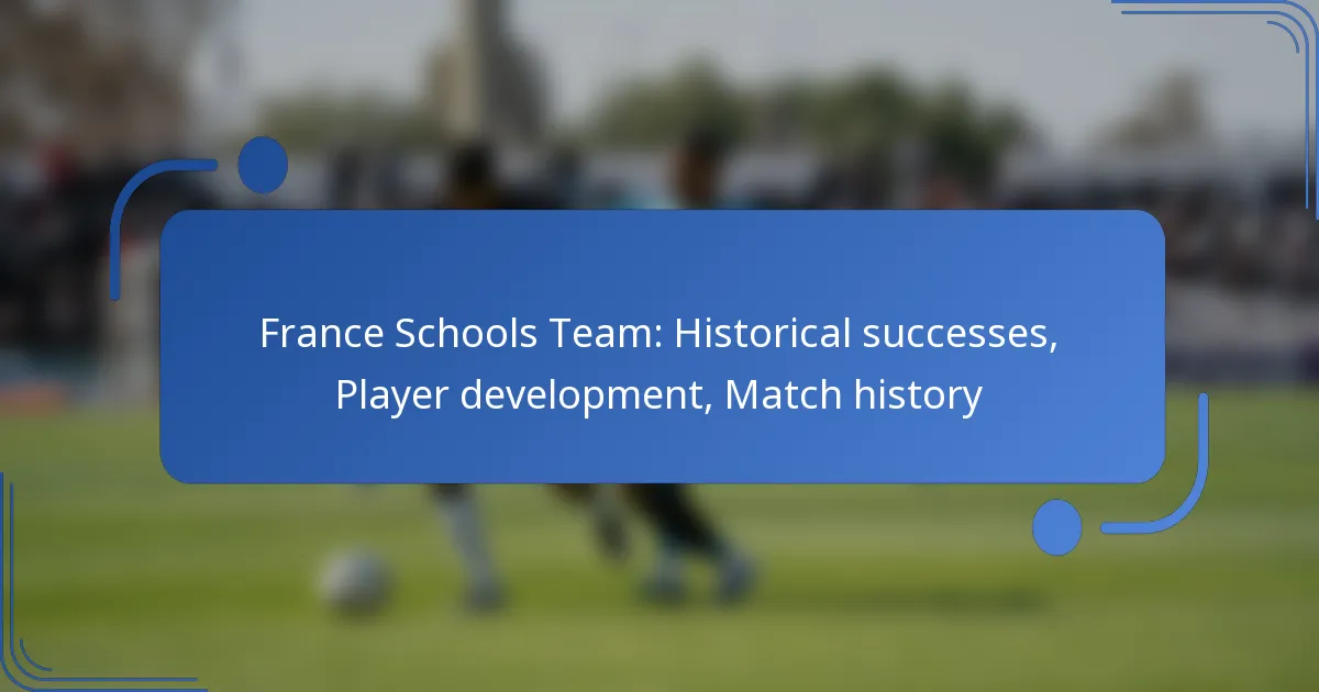 France Schools Team: Historical successes, Player development, Match history