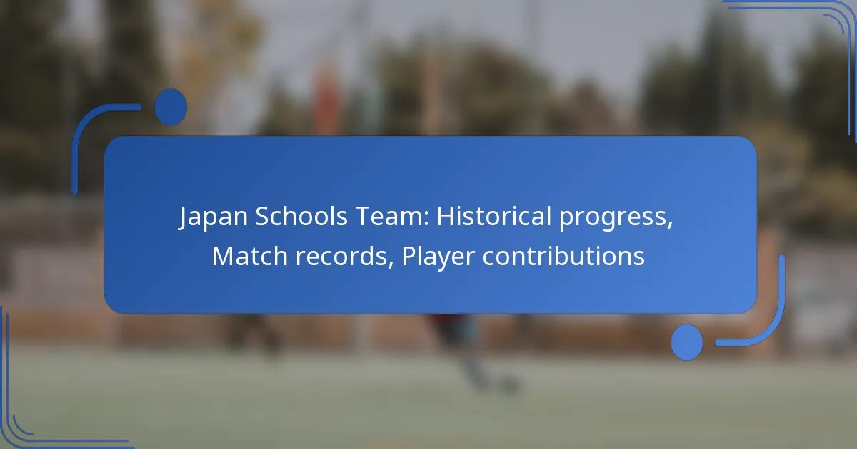 Japan Schools Team: Historical progress, Match records, Player contributions