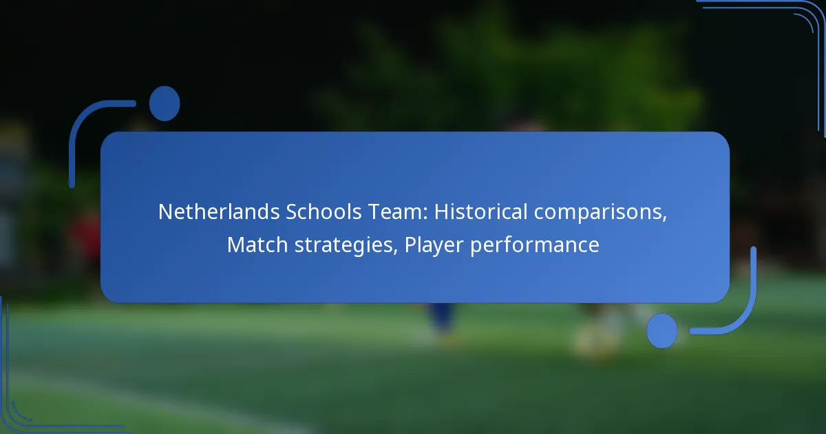 Netherlands Schools Team: Historical comparisons, Match strategies, Player performance