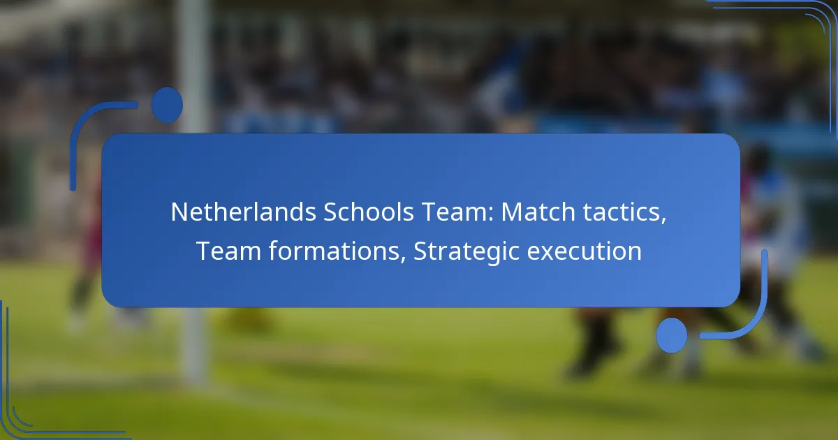 Netherlands Schools Team: Match tactics, Team formations, Strategic execution