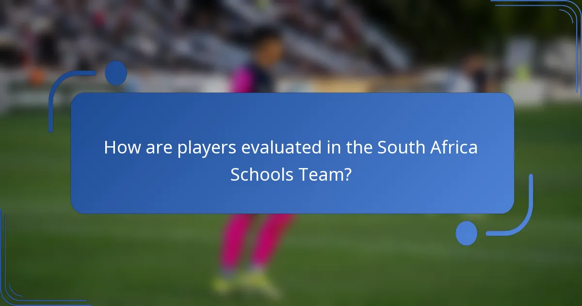 How are players evaluated in the South Africa Schools Team?