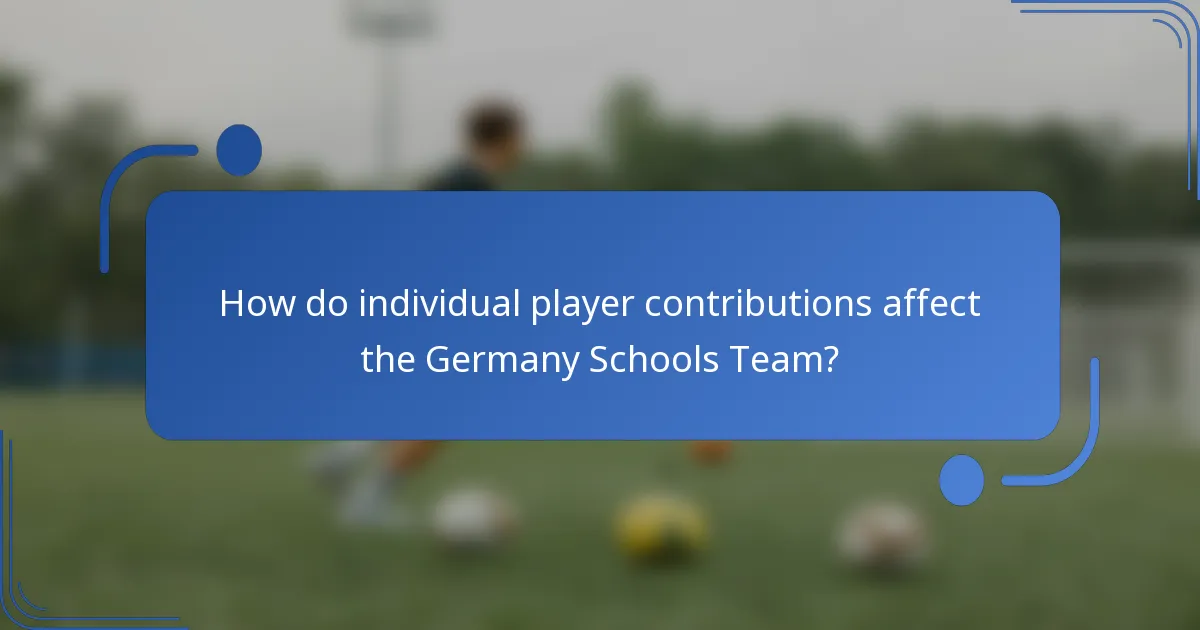 How do individual player contributions affect the Germany Schools Team?