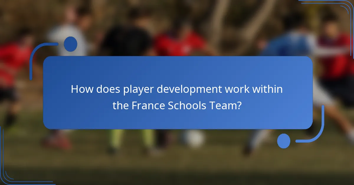 How does player development work within the France Schools Team?