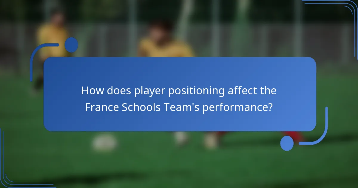 How does player positioning affect the France Schools Team's performance?