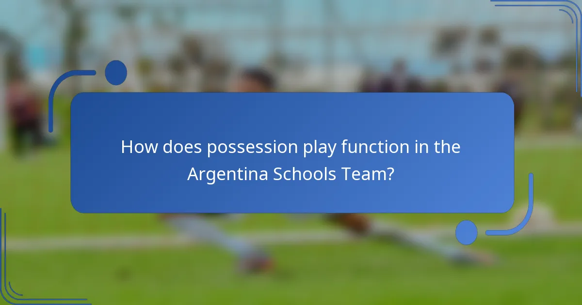 How does possession play function in the Argentina Schools Team?