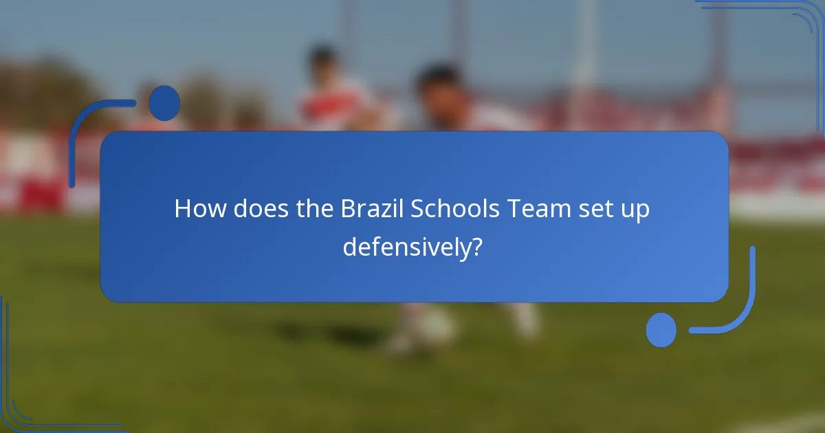 How does the Brazil Schools Team set up defensively?