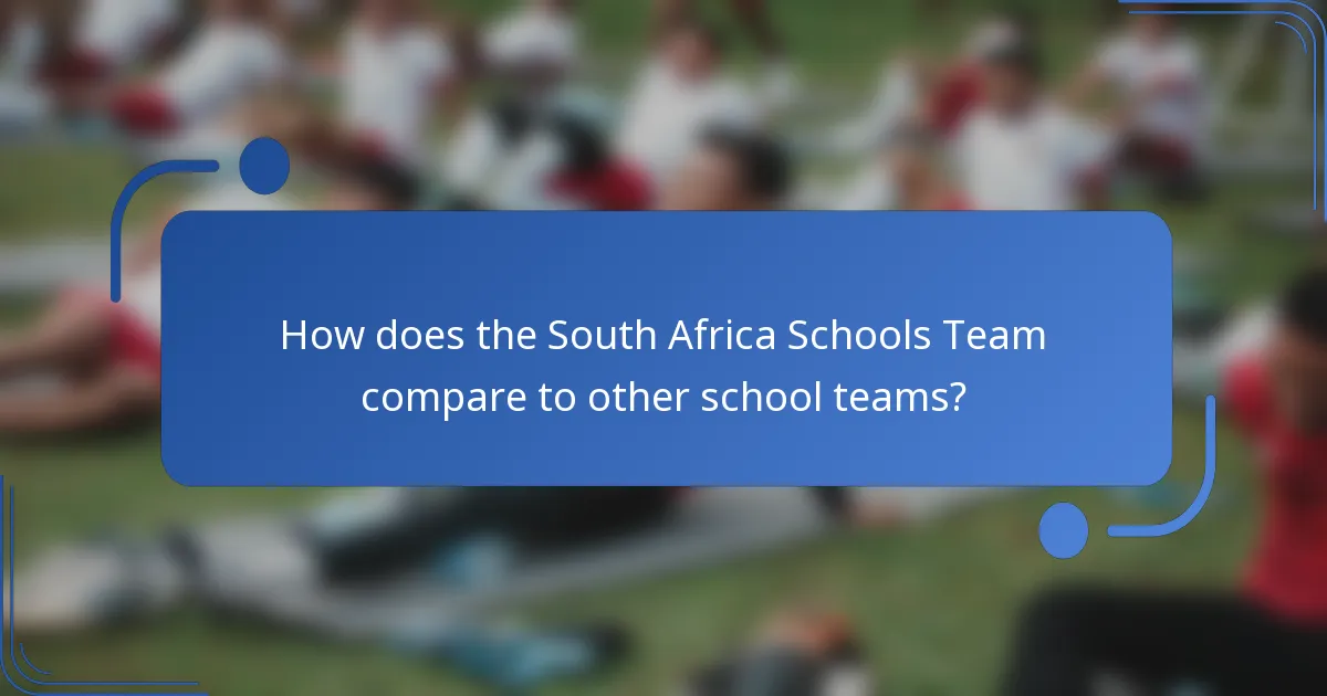 How does the South Africa Schools Team compare to other school teams?