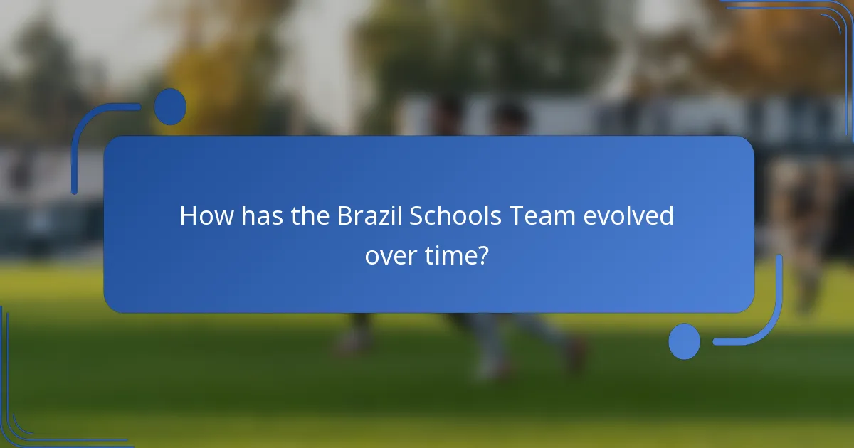 How has the Brazil Schools Team evolved over time?