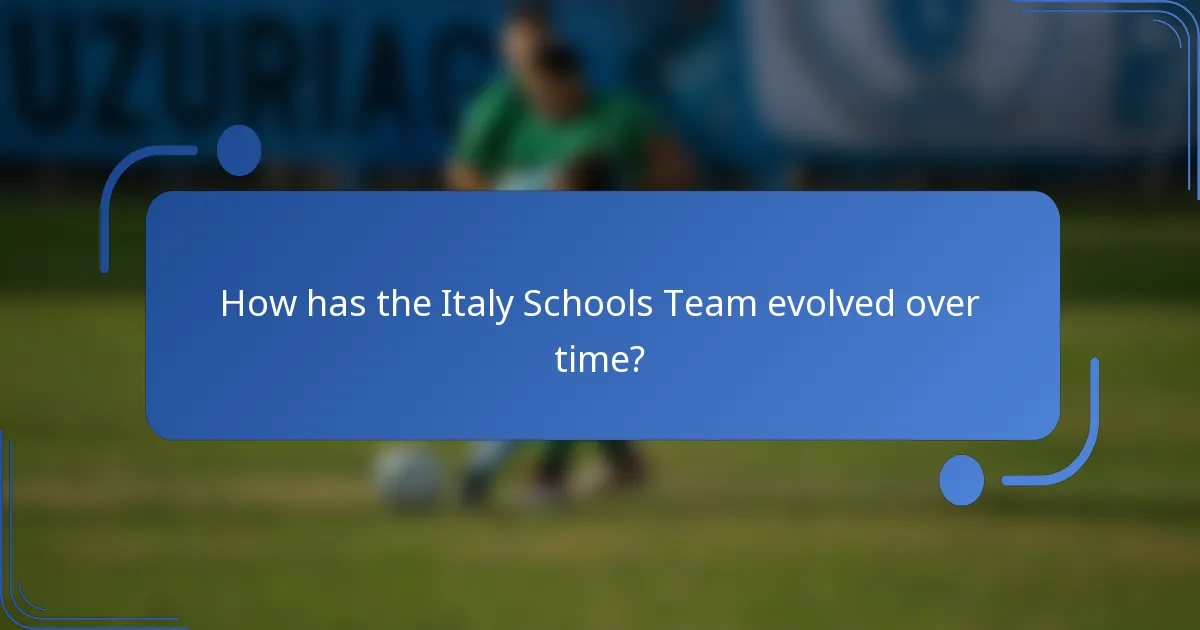 How has the Italy Schools Team evolved over time?