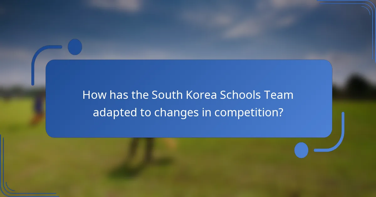 How has the South Korea Schools Team adapted to changes in competition?