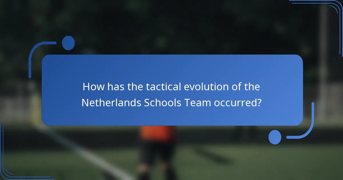 How has the tactical evolution of the Netherlands Schools Team occurred?