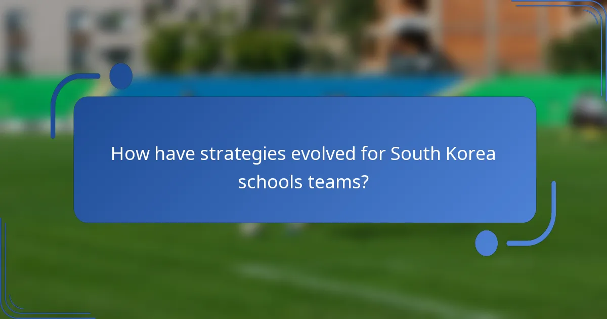 How have strategies evolved for South Korea schools teams?