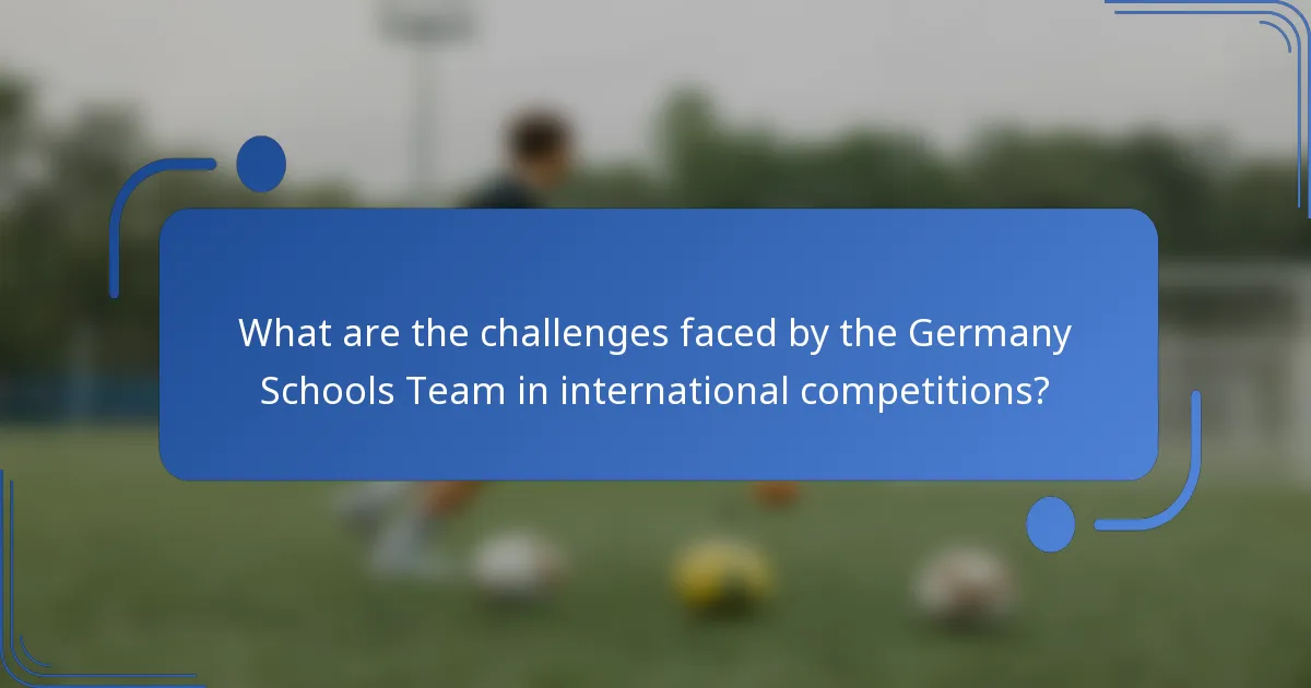 What are the challenges faced by the Germany Schools Team in international competitions?