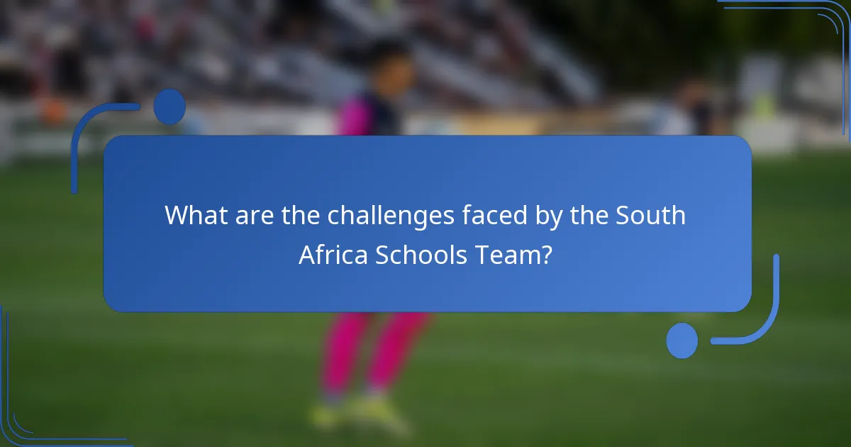 What are the challenges faced by the South Africa Schools Team?