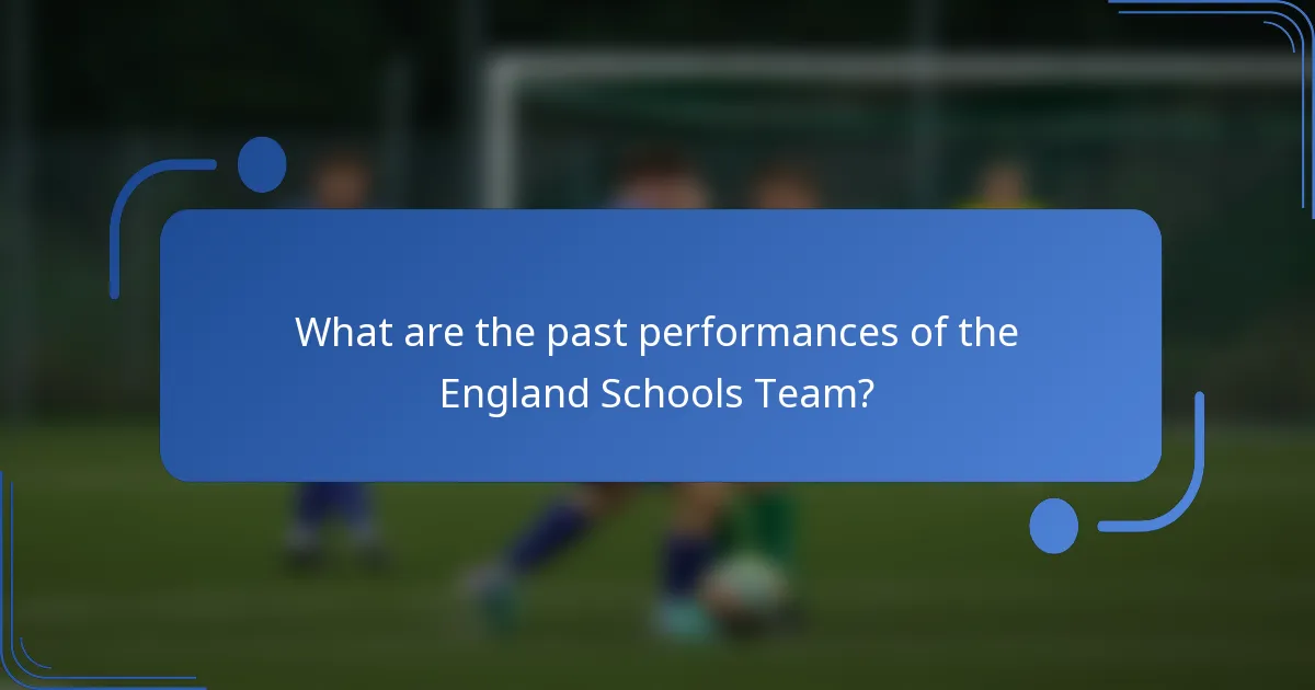 What are the past performances of the England Schools Team?