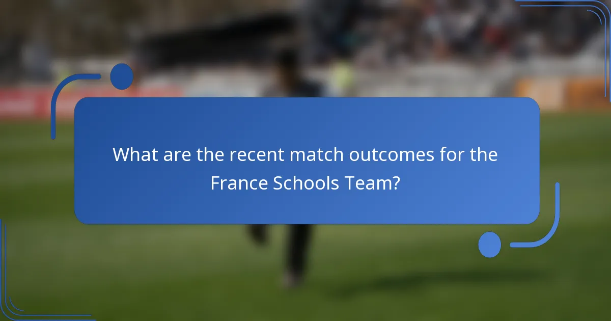 What are the recent match outcomes for the France Schools Team?