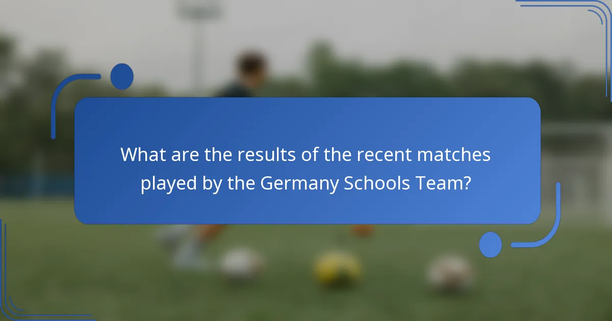 What are the results of the recent matches played by the Germany Schools Team?