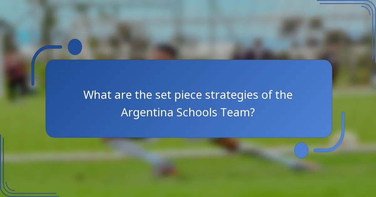 What are the set piece strategies of the Argentina Schools Team?