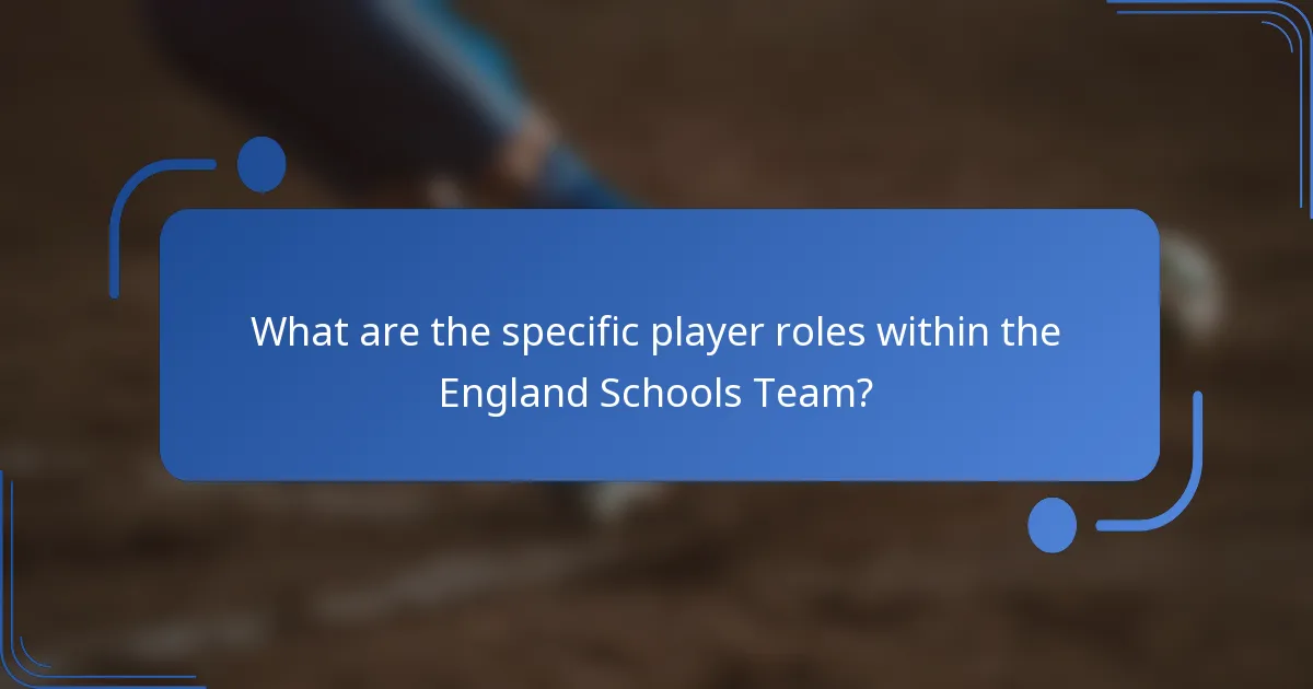 What are the specific player roles within the England Schools Team?