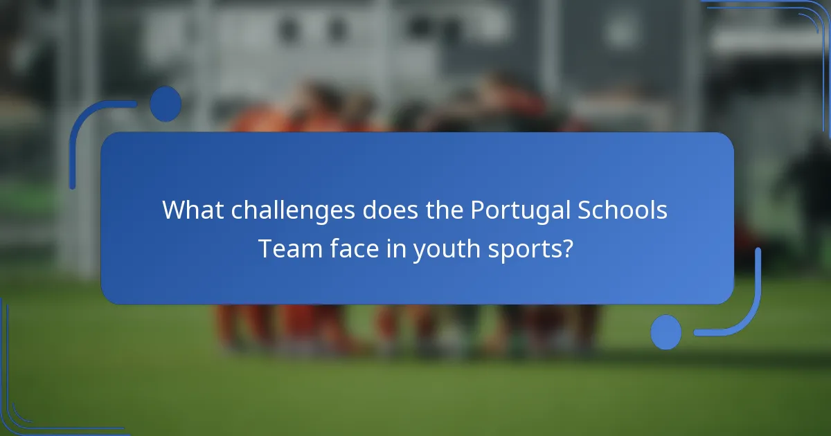 What challenges does the Portugal Schools Team face in youth sports?