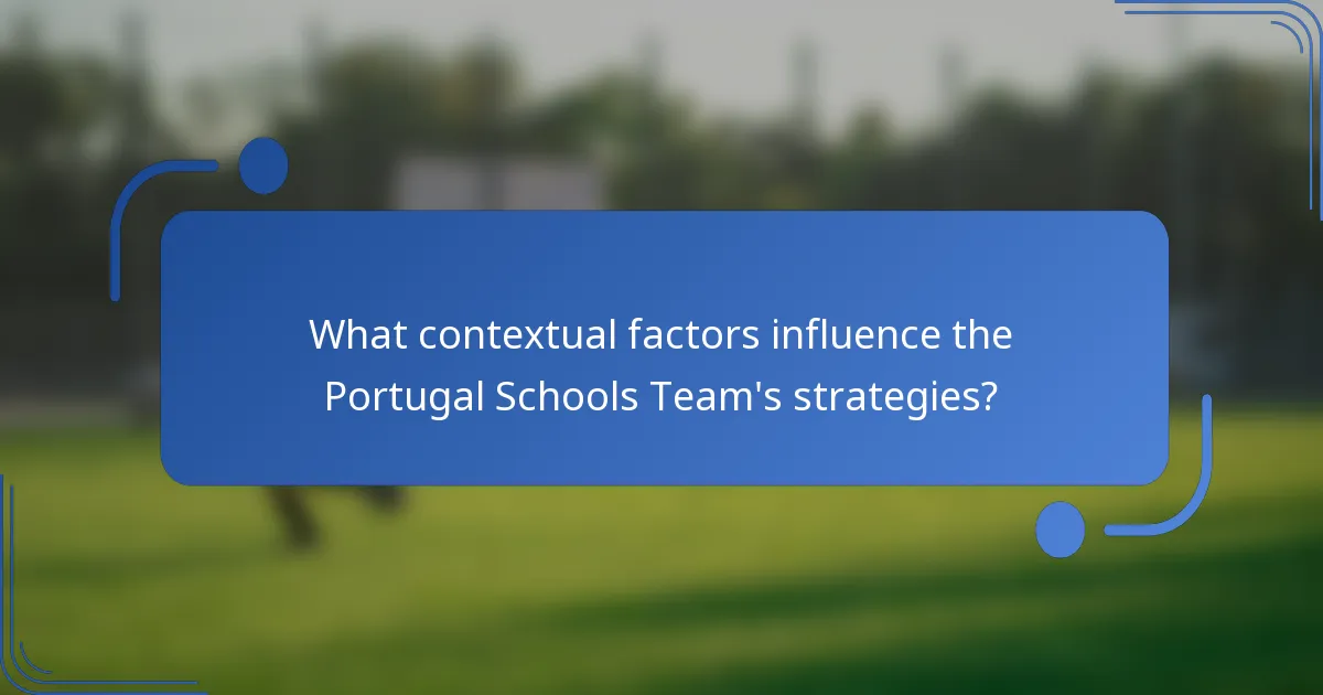 What contextual factors influence the Portugal Schools Team's strategies?
