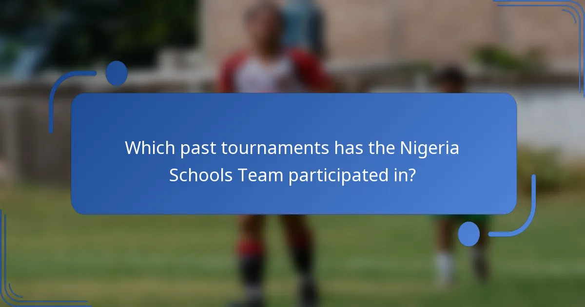 Which past tournaments has the Nigeria Schools Team participated in?