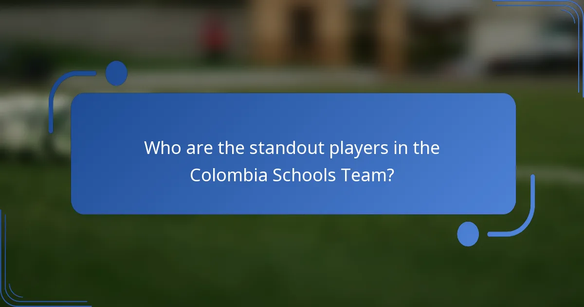 Who are the standout players in the Colombia Schools Team?